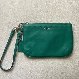 Coach Vibrant Green Leather Wristlet